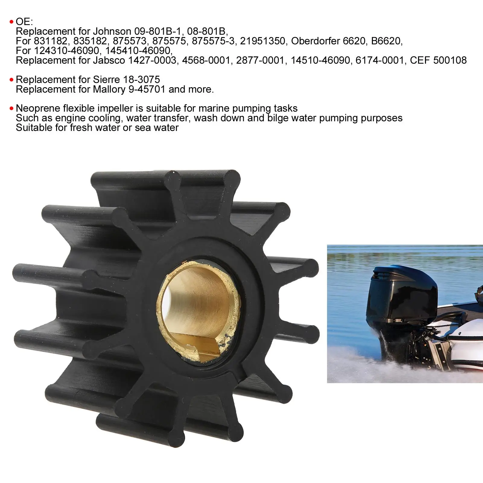 Outboard Water Pump Impeller 57mm for Boat Engine Upgrade