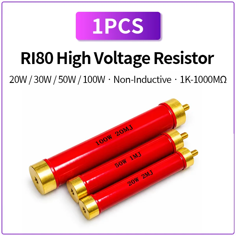 1PCS RI80 High Voltage Glazed Resistor 20W 30W 50W 100W 1K-1000MΩ Non-Inductive Wirewound Resistor