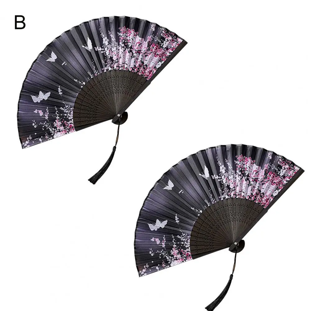 Small Bamboo Fan 2Pcs Chic Butterflies Print Anti-deformed  Ancient Hanfu Men Performance Fan Costume Accessories