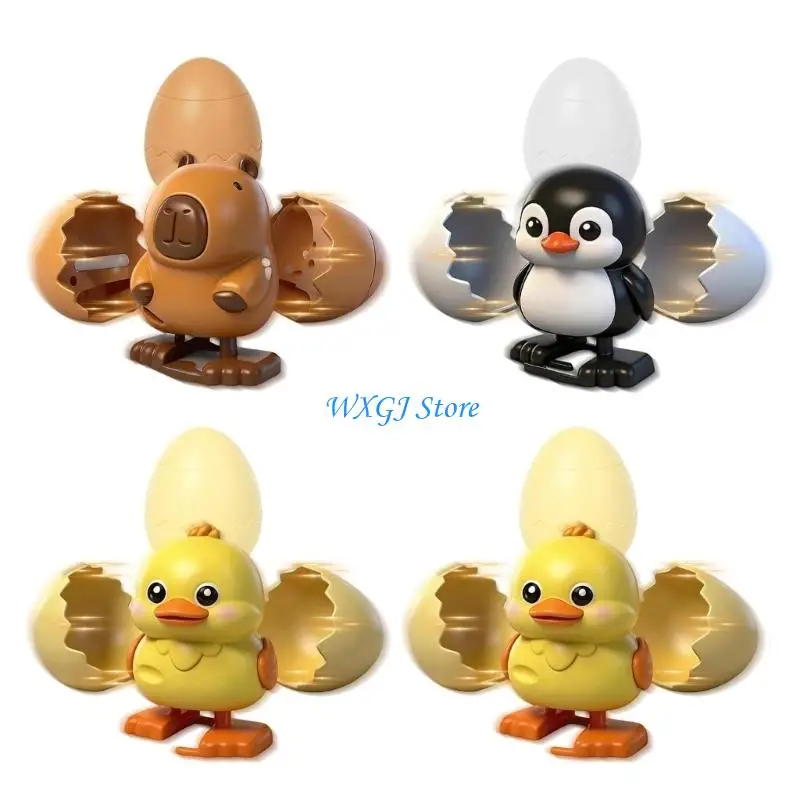 

37JE Pack of 4 Novelty Easter Wind Up Dinosaur Eggs Fun Desktop and Home Car Dashboard Decoration Ornaments ABS Plastic