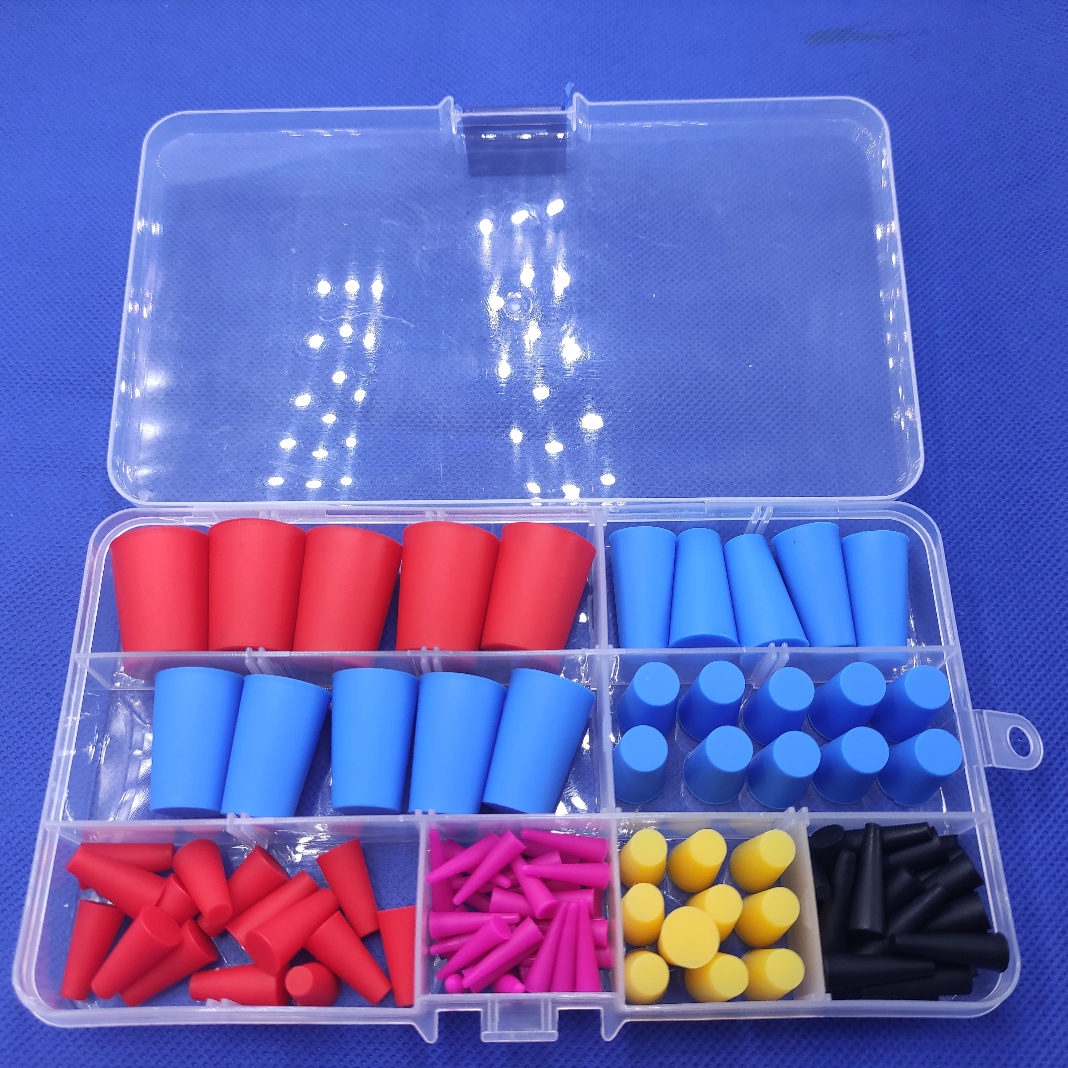 60 قطعة من سدادات الثقب المصنوعة من السيليكون على شكل مخروطي، مجموعة قابس إغلاق مقاومة لدرجات الحرارة العالية، تستخدم لإغلاق الثقب في العبوات الكهربائية المطلية بالرش