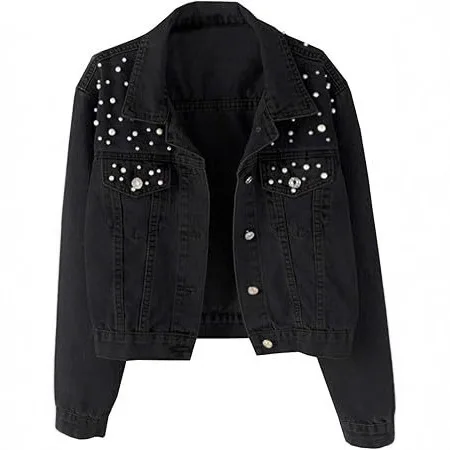 New Fashion Autumn Embroidered Denim Jacket Student Female Korean Loose Short Basic Coat Female Casual Motorcycle Jackets Tide