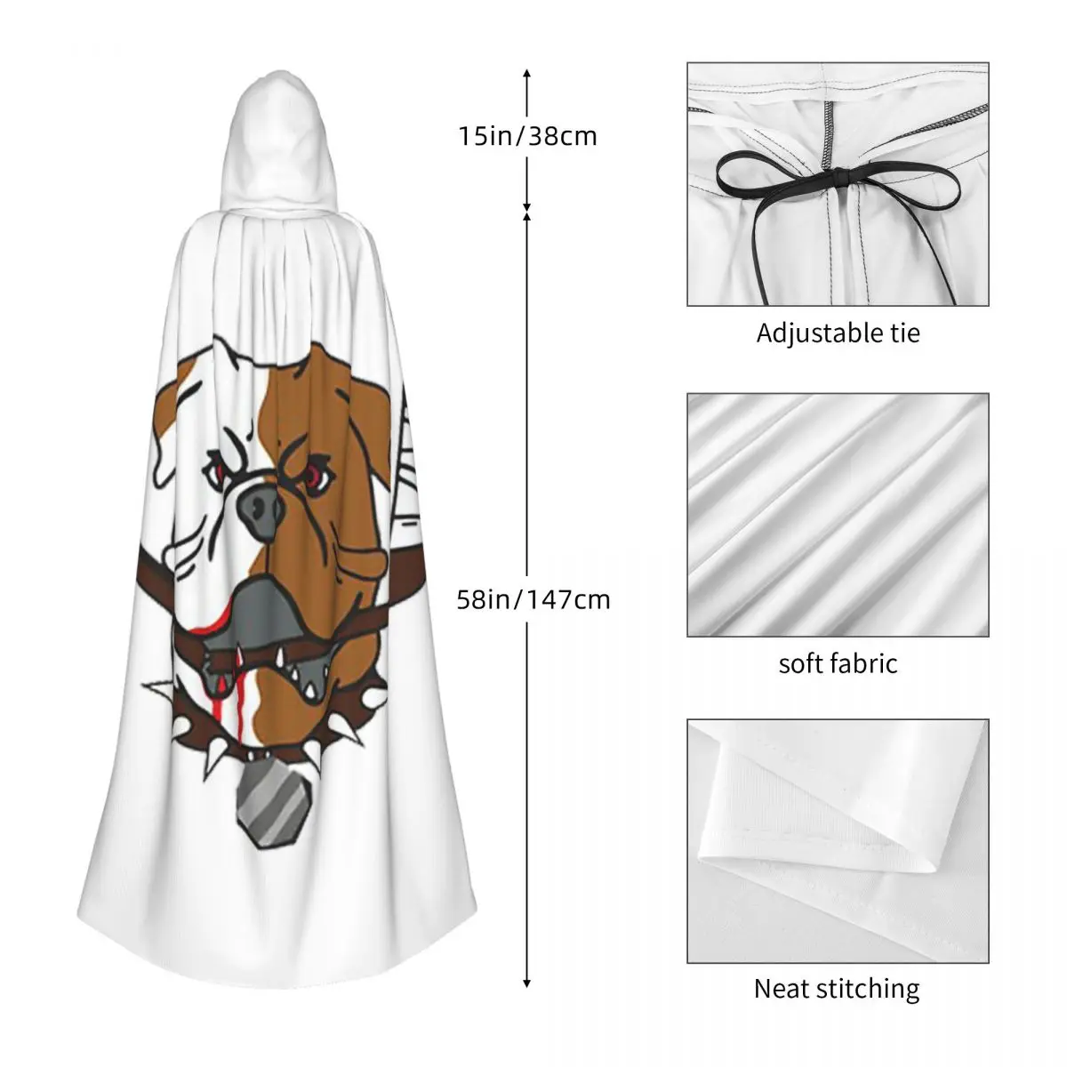 SHORESY Sudbury Bulldogs 로고 긴 후드 망토 마녀 중세 의상 코스프레 케이프 할로윈 파티 성인 유니섹스