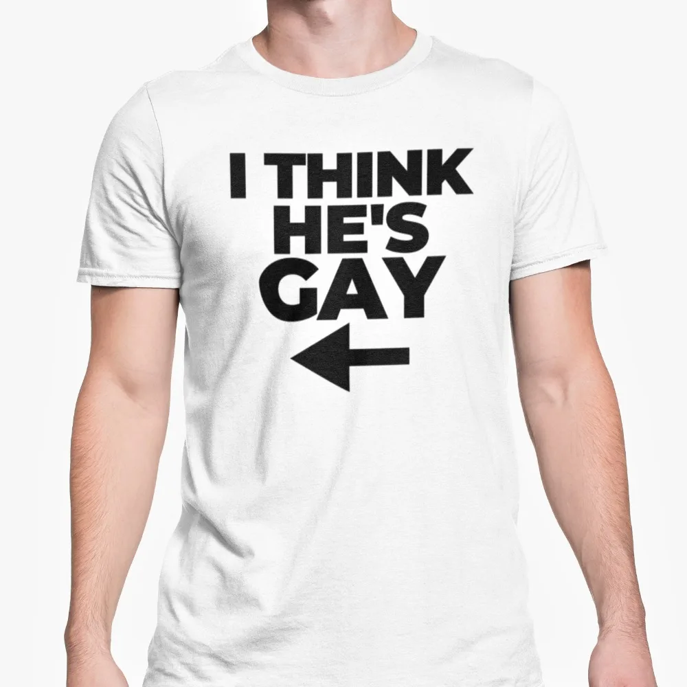 

Футболка «I Think Hes Gay Arrow», забавная новинка, шутка, подарочная футболка на день рождения, Рождество, интересные подарки, одежда для мужчин, повседневная жизнь, хлопковая футболка