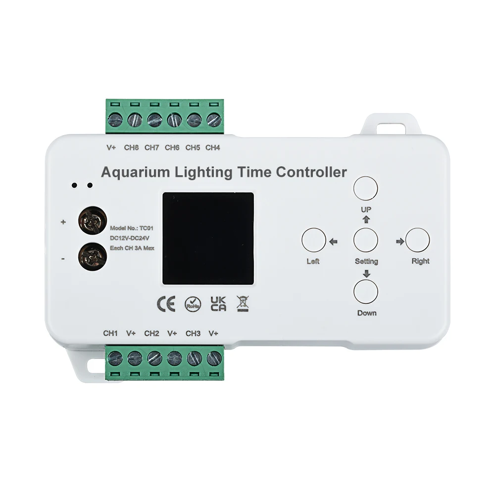 

TC01 Aquarium Lighting Time Controller DC 12V 24V 8CH PC Programmable Fish Tank LED Strip Controler Better Than TC420 TC421