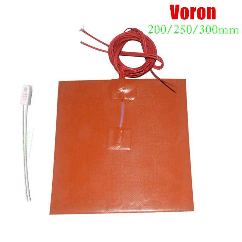 1pcs Voron 2.4 VORON Trident Silicone Heater Pad With Sensor + Fuse 200x200mm 250x250mm 300x300mm 220V 110V 3D Printer Parts