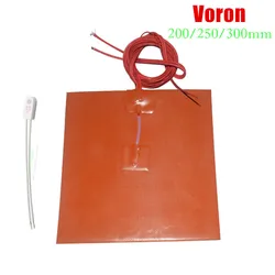 1szt Voron 2.4 VORON Trident Silikonowa podkładka grzewcza z czujnikiem + bezpiecznik 200x200mm 250x250mm 300x300mm 220V 110V Części do drukarek 3D