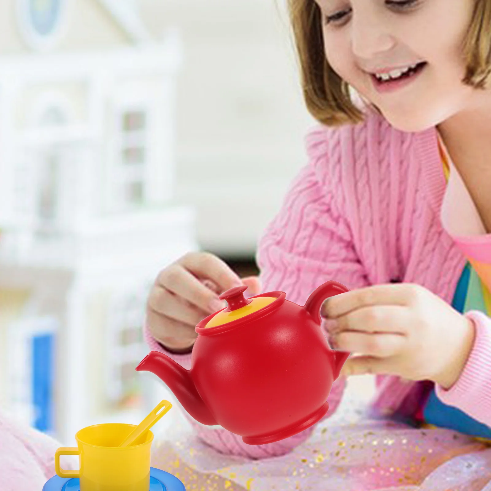 

Children Simulated Tea Set Plastic Teaware Toddler Toys Realistic Kids Play Miniature House Decor Kitchen Bar Utensils