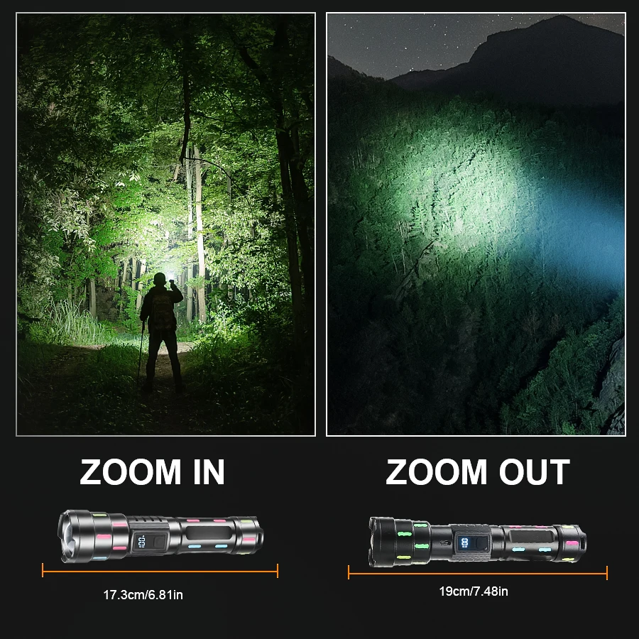 Powerful 9000LM LED Flashlight 5 Lighting Modes Zoom Tactical Torch USB Rechargeable Outdoor Camping Hiking Emergency Lantern