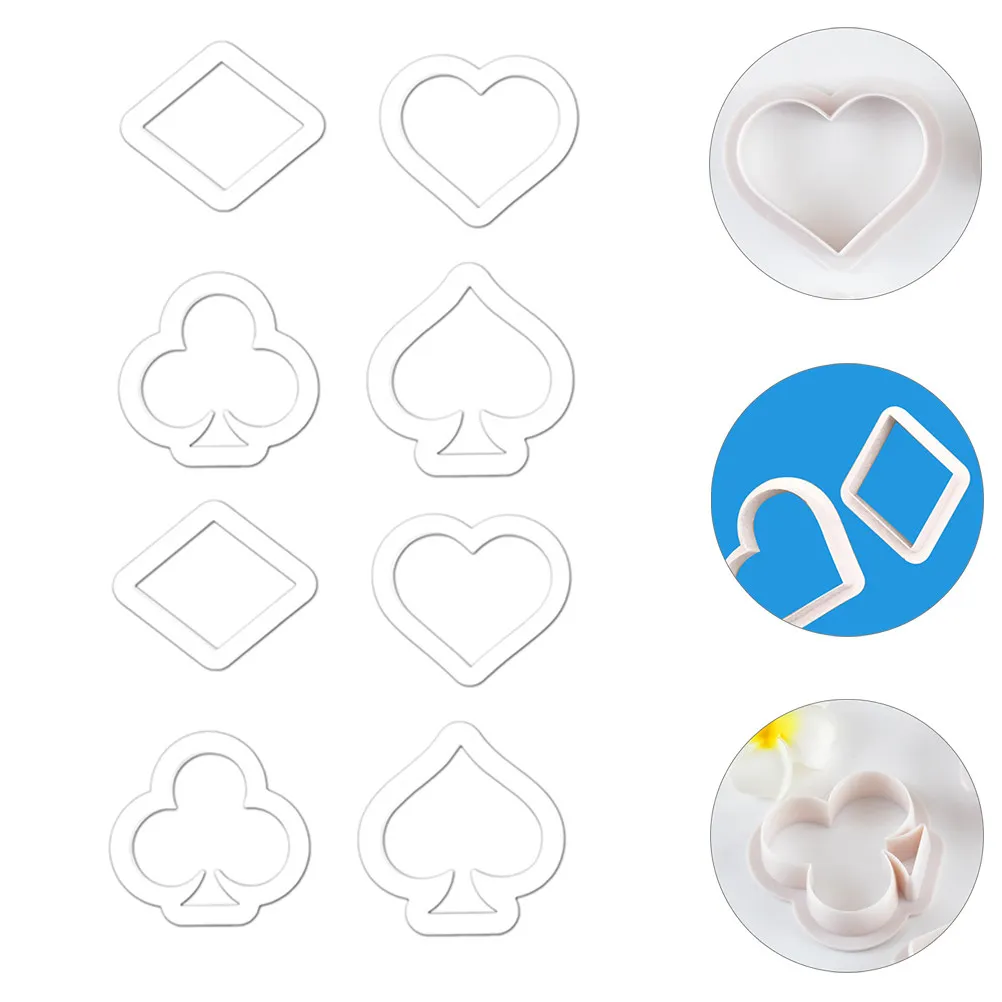8pcs Cookie Mold Set with Playing Cards Pattern – Plastic Baking Molds for Biscuits, Cupcakes, Chocolate DIY