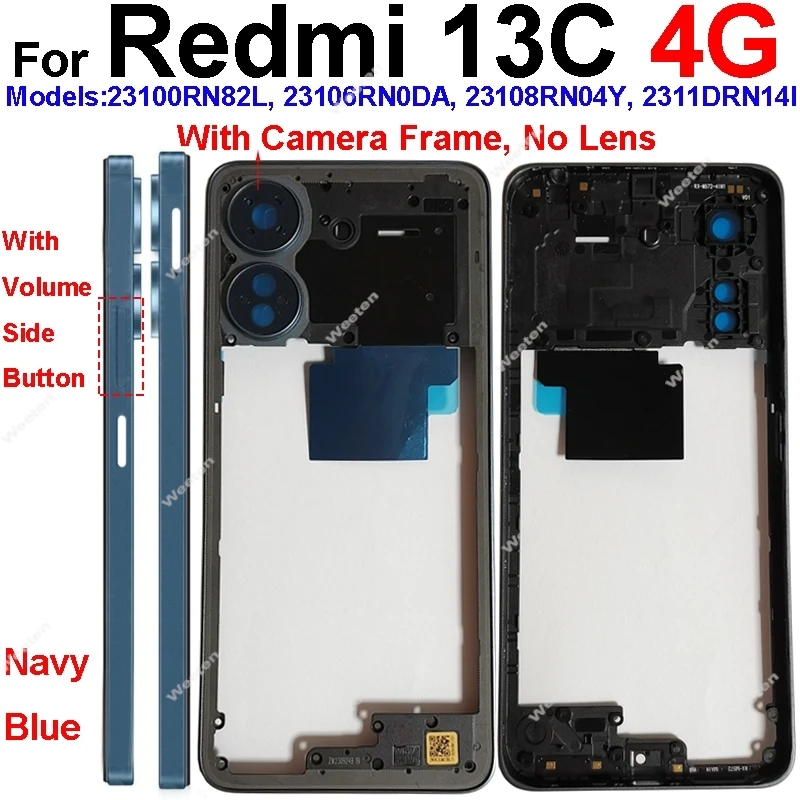 Middle Frame Housing Bezel For Xiaomi Redmi 13C 4G 5G LCD Front Housing Middle Frame Bezel Chassis Shell Replacement Parts