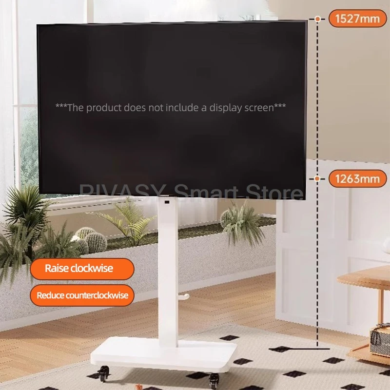 モバイル TV スタンド ホイール付き 回転可能 26-80 インチ画面用 オールインワン キャスト ユニバーサル ハンドクランク 高さ調整 内蔵ソケット