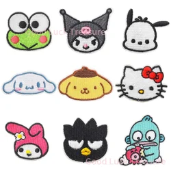 New Sanrio Kawaii Embroideried Iron on Patches Anime Fashion Cartoon Diy Bag Hat Clothes Sewing Applique Stickers Badge Decor