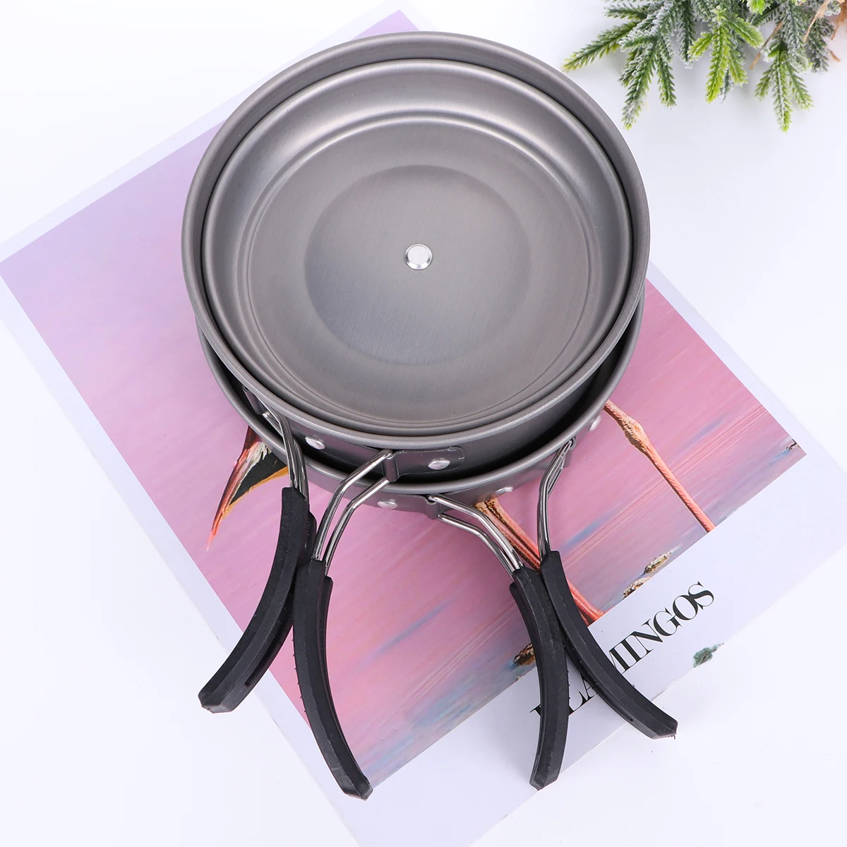 

Camping Pot Set Easy to Clean Cookware Outdoor Kit Suite Lightweight for Hiking Foldable