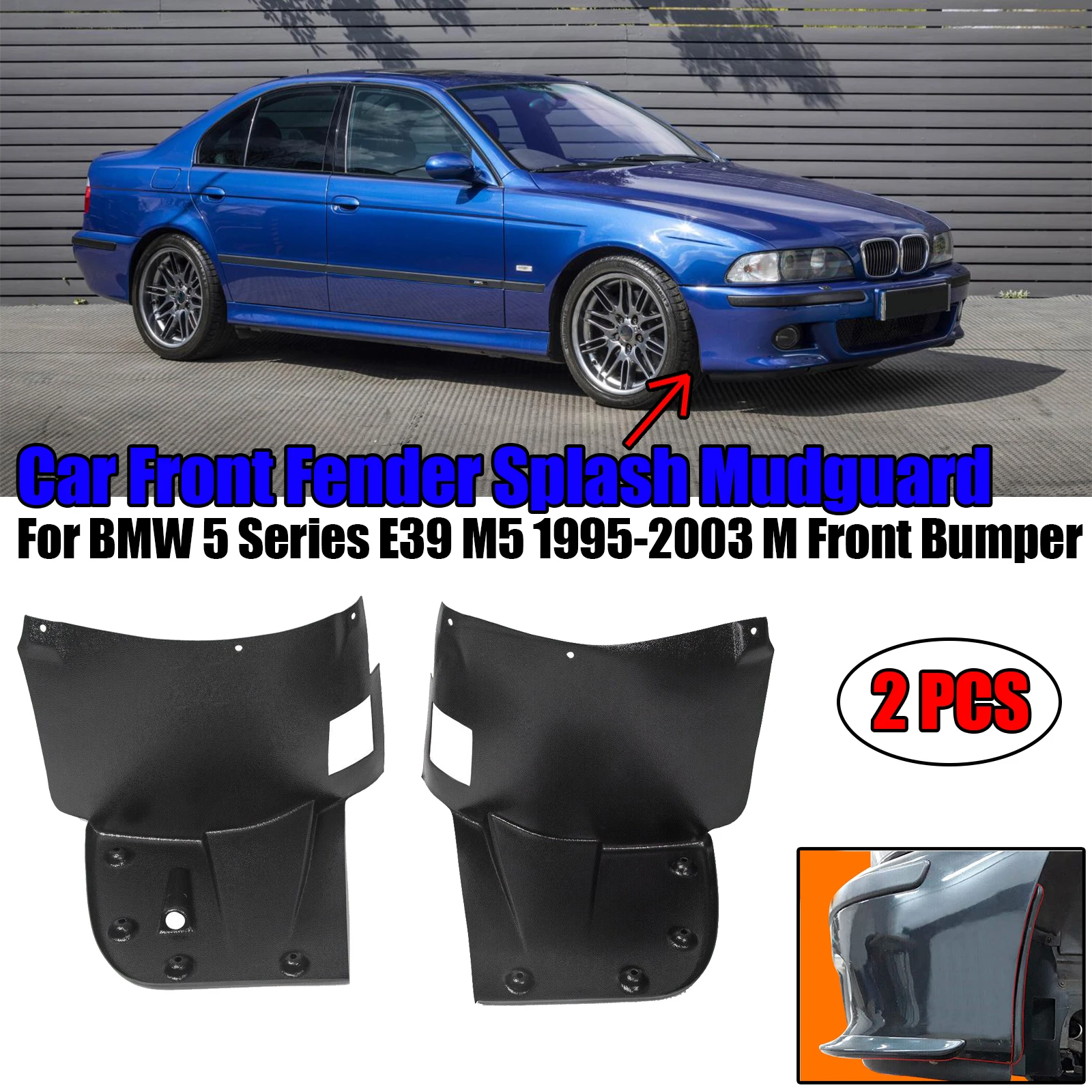 

Брызговик переднего бампера для BMW 5 серии E39 M5 1995-2003 м, 2 шт.