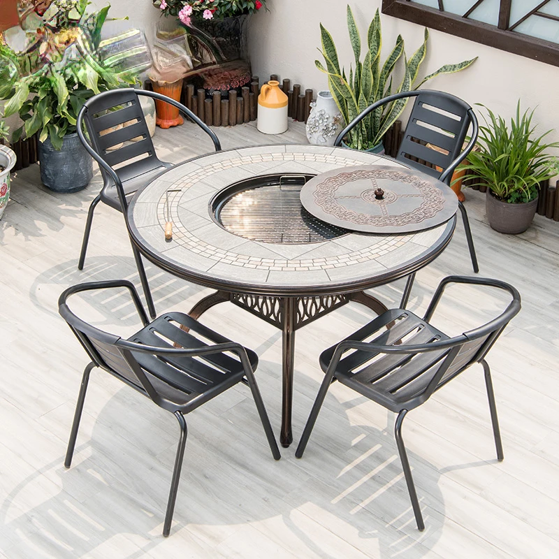 The product can be customizedOutdoor barbecue tables and chairs Household multi-function Korean smokeless oven Outdoor leisure