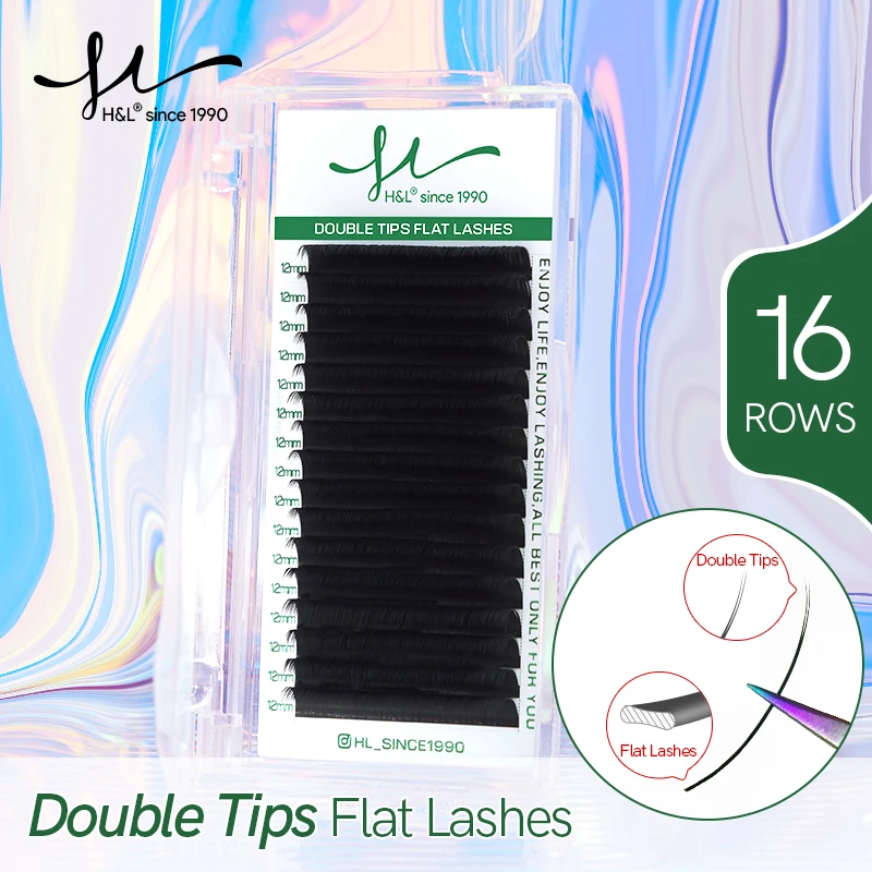 Lash Romance 16 Rows Flat Lashes Doubel Tips Eyelashes Extensions Accressories Premade Fan Lashes