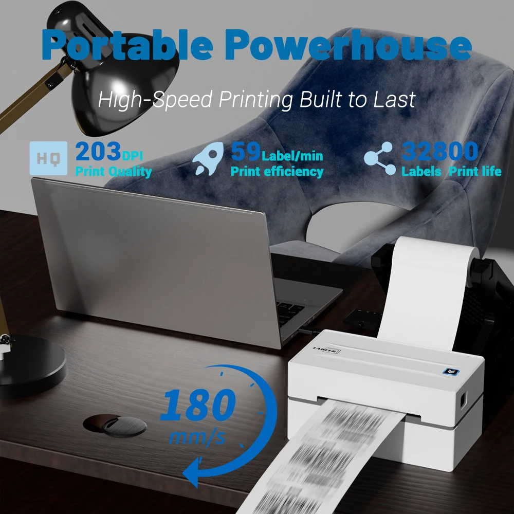 

Термопринтер транспортировочных этикеток Labeer, этикетировочный принтер Bluetooth 4x6 для малого бизнеса и транспортных упаковок