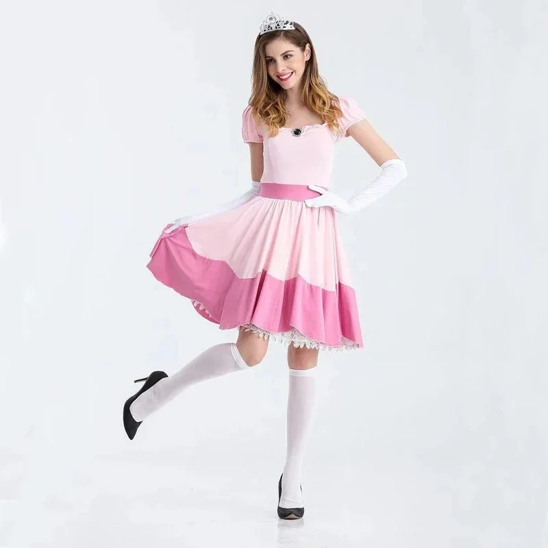 Silisili Aadult 5140 s-3xl Grande formato Principessa Peach Dance Gonna corta Costume Cosplay Donna Fancy Dress 2025 ☆   Nuovo