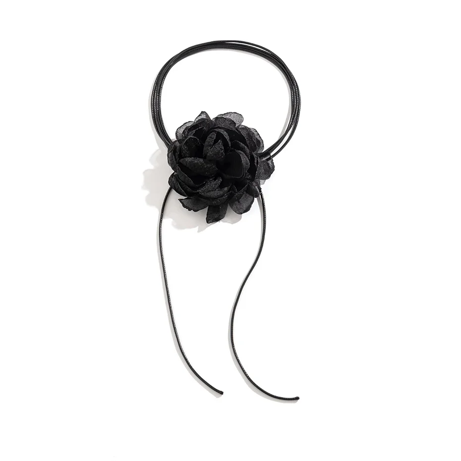 Übertriebene elegante große Rose Blume Schlüsselbein Kette Halskette für Frauen kpop sexy romantische verstellbare Seil Halsreif y2k Accessoires – Detail 18