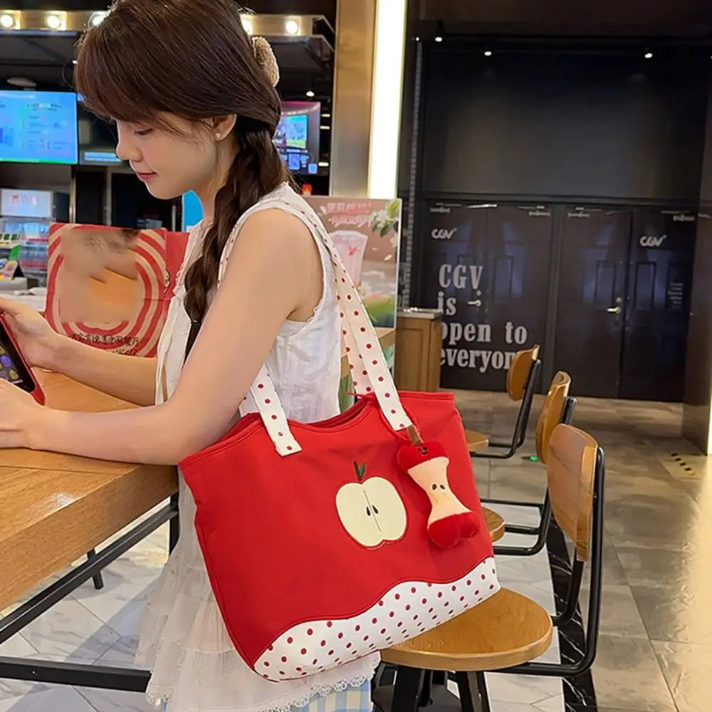 

Portable Message Bag Fruits Shoulder Bag Harajuku Solid Color Funny Handbag Casual Zipper Pouch Nylon Tote Bag Unisex