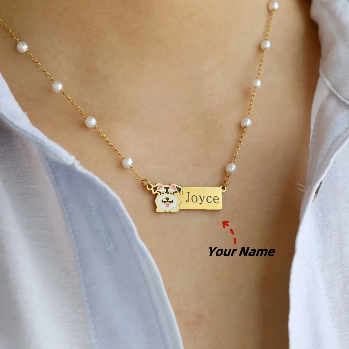 

Customized Pet Name Necklace For Women Gold Color Personalized Print Nameplate Necklaces Charm Chain Stainless Steel Jewelry BFF