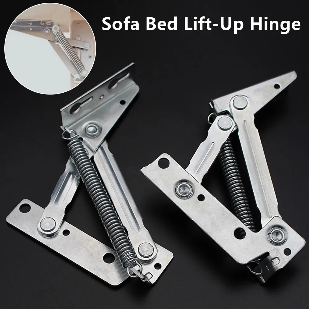2Pcs 80 ° spring hinge, foldable cabinet door lifting bracket, used for sofa hinge lift, furniture storage bracket