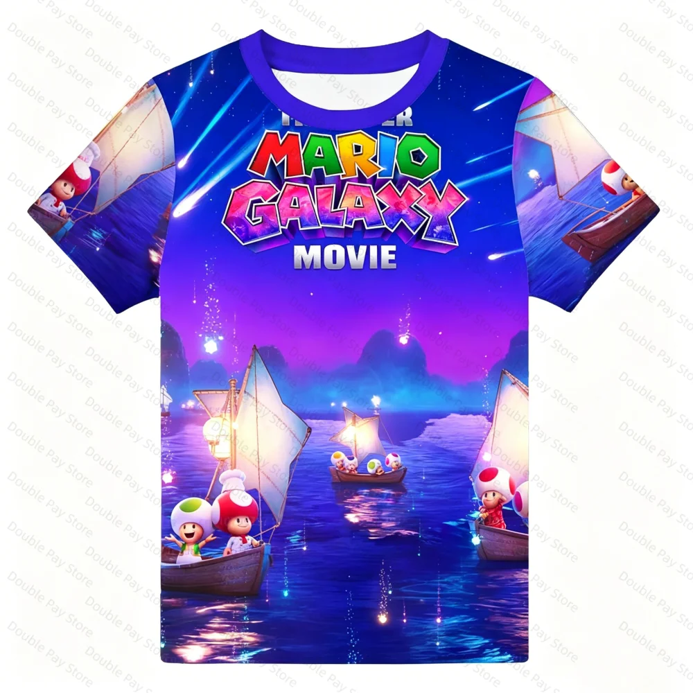 

Newest 2026 The Super Mario Galaxy Movie 3D Print Tops Cartoon Children Short Sleeve T-shirt Summer Popluar Men Funny Mario Tees