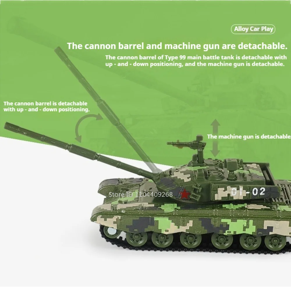 1:100 ZTZ-99A Main Battle Tank Model Toy Detachable Components Slide Forward Alloy Diecast Military Models Holiday Celebrations