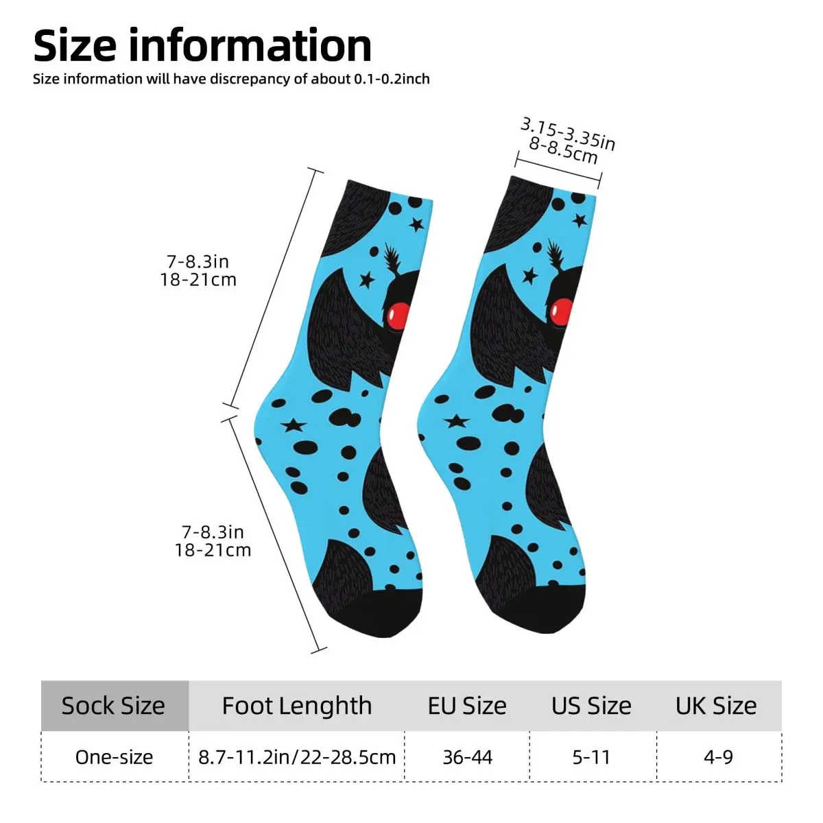 Cute Mothman Design Socks Harajuku High Quality Stockings All Season Long Socks Accessories for Man's Woman's Birthday Present