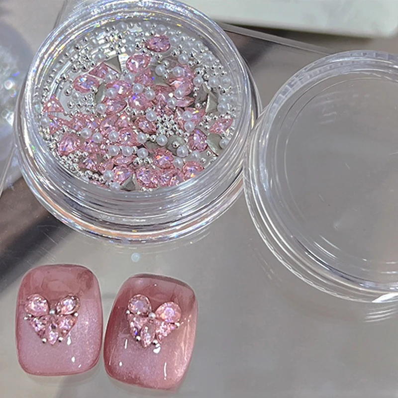 1 boîte amour papillon Zircon diamant Super Flash matériel paquet ensemble fond plat bord inversé accessoires pour ongles petits accessoires