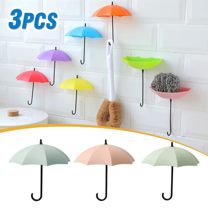 3PCS Self Adhesive Wall Hanging Hook Kitchen Bathroom Door Back Towel Key Hanger Multipurpose Hooks For Hanging Storage Gadgets