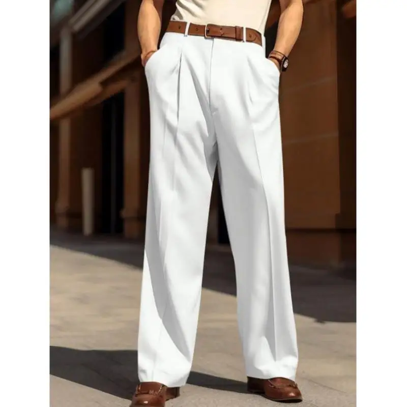 

Повседневный мужской костюм k Синий Прямые штанины Thiened Version Молодежный тренд с двойным разрезом на одной пуговице Чистый цвет Seven Sve Длина