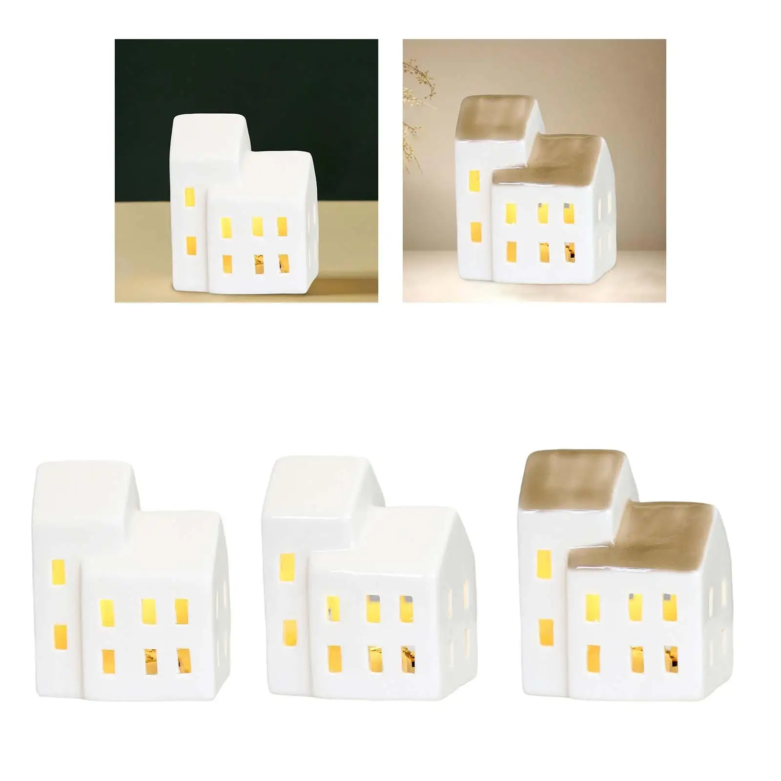 Ceramic House Candle Holder Pottery Candlestick Holder Small House Shaped with