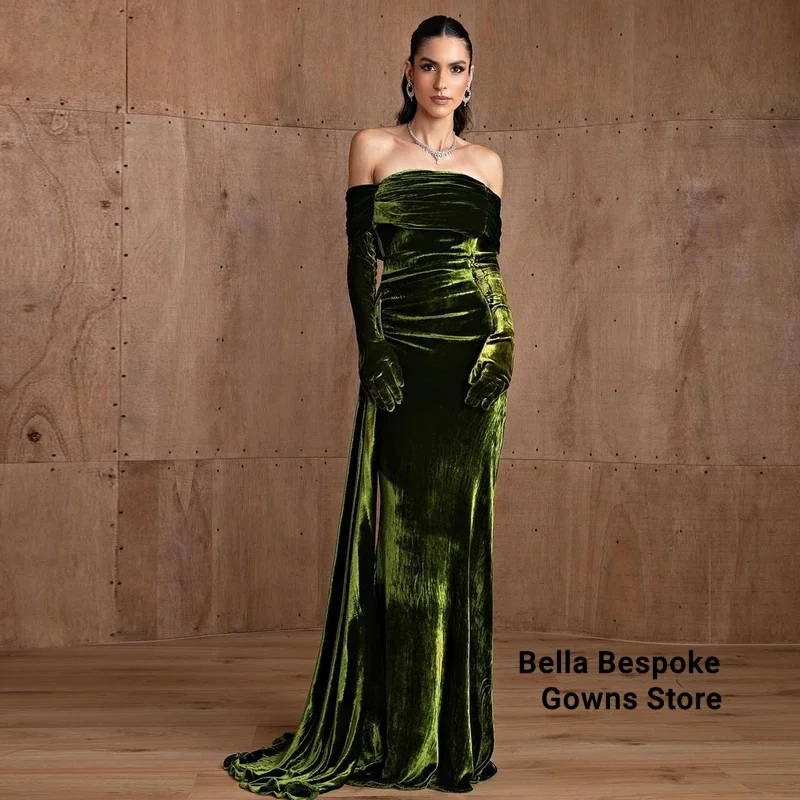 

Charming Strapless Evening Dresses For Women Pleated Mermaid Wedding Guest Gown Vestido de formatura Custom Made