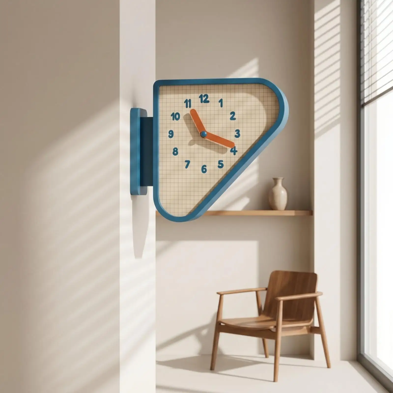 Corner Wall Clock Minimalist Triangular Wall Clock Compact for Hallway