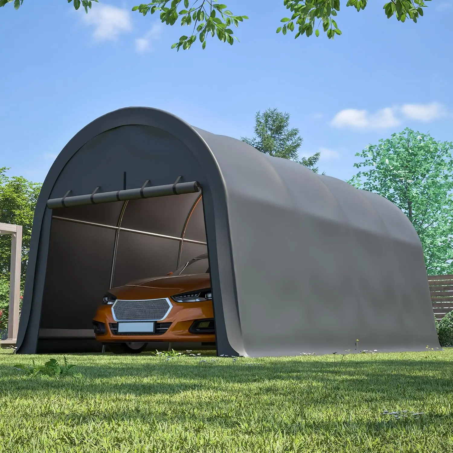 10x20ft Heavy Duty Portable Car Canopy with All-Season Tarp for Vehicle Storage, Customized