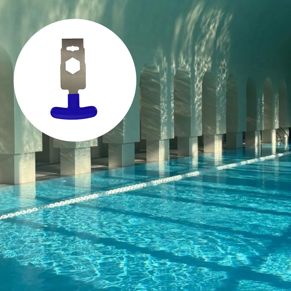 Stainless Steel Pool Return Stopper Remover with Extended Leverage Arm and Tactile Rubber Handle for Reliable Operation