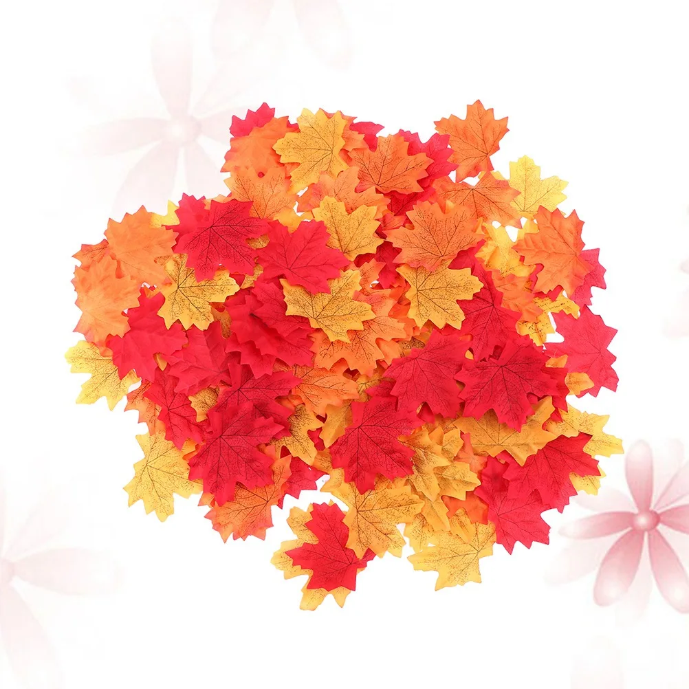 

500Pcs Artificial Maple Leaves Multicolor Realistic Cloth Fall Leaf for Wedding Party Decor Scrapbooking Craft Autumn Decoration