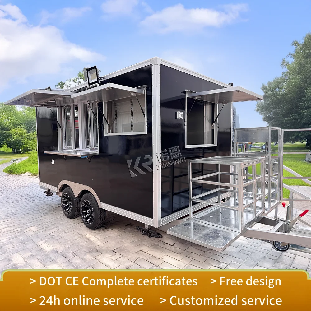 モダンスタイルのカスタムケータリングフードトレーラー、移動式アイスクリームBBQファストフードトラック（フルキッチンと冷蔵庫付き）