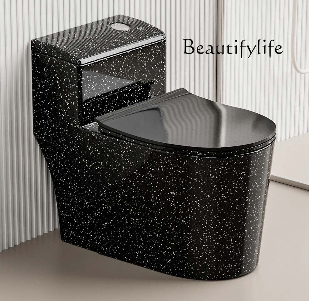 Premium black spotted toilet household light luxury creative art bathroom pump siphon ceramic