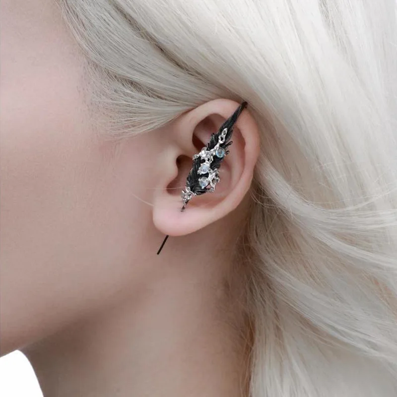 Feather piercing earrings, niche design, high-end feel, dark, sweet, cool, cold style, holiday gift, earrings