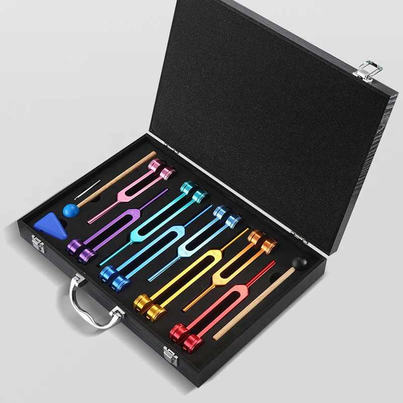 High Quality 126 Series Color Tuning Fork Set Gift Box Eight Piece Combination Set for Sound Healing Tool for Therapy Meditation