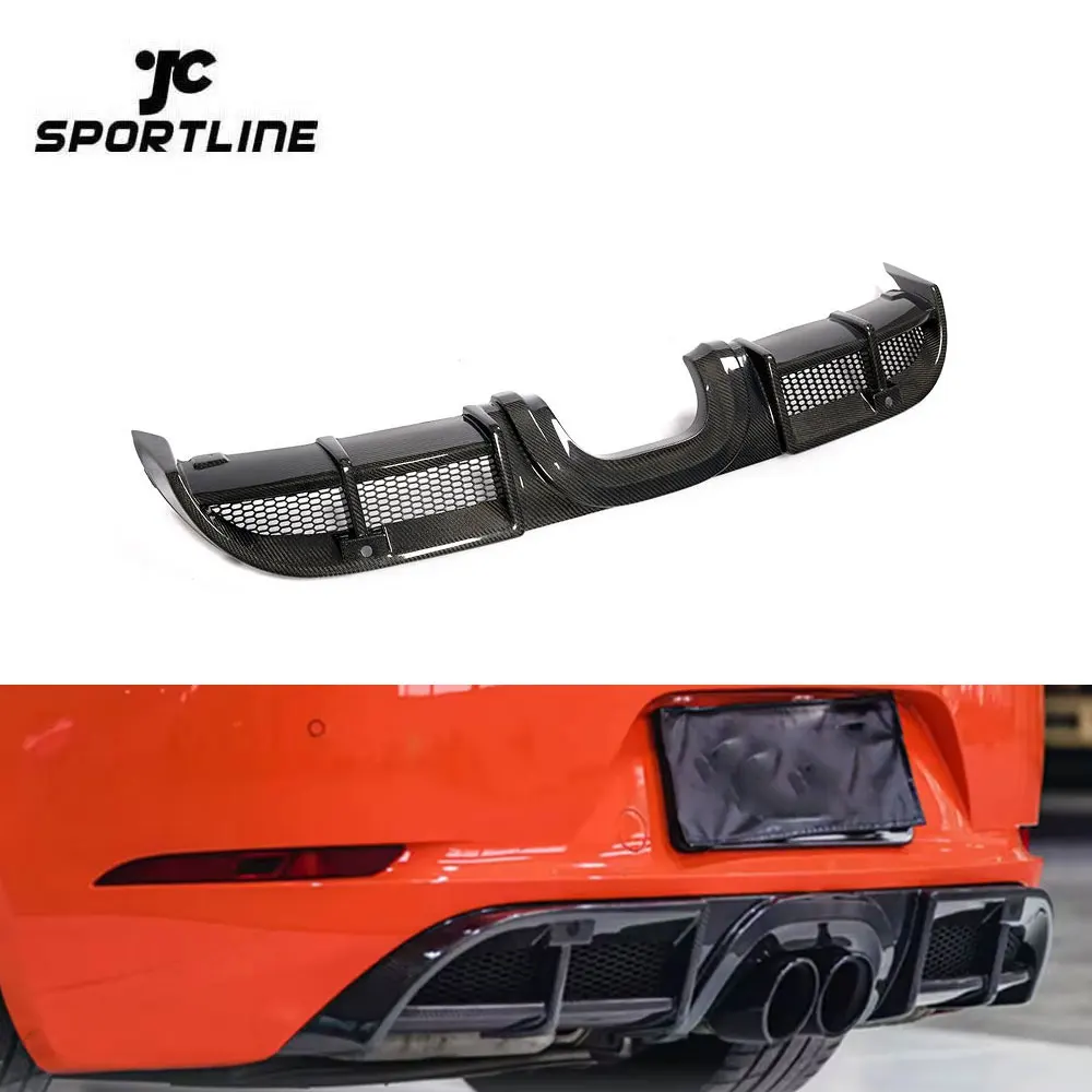

For Porsche 718 Boxster Cayman 2016-19 Real Carbon Fiber Rear Bumper Diffuser Spoiler Lip