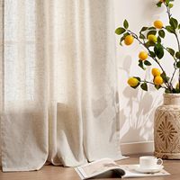 Linen Curtains 90 inch Length 1 Panel Set,Light Filtering Curtain for Living Room Bedroom Curtains 52 inch Wide Drapes with Rod