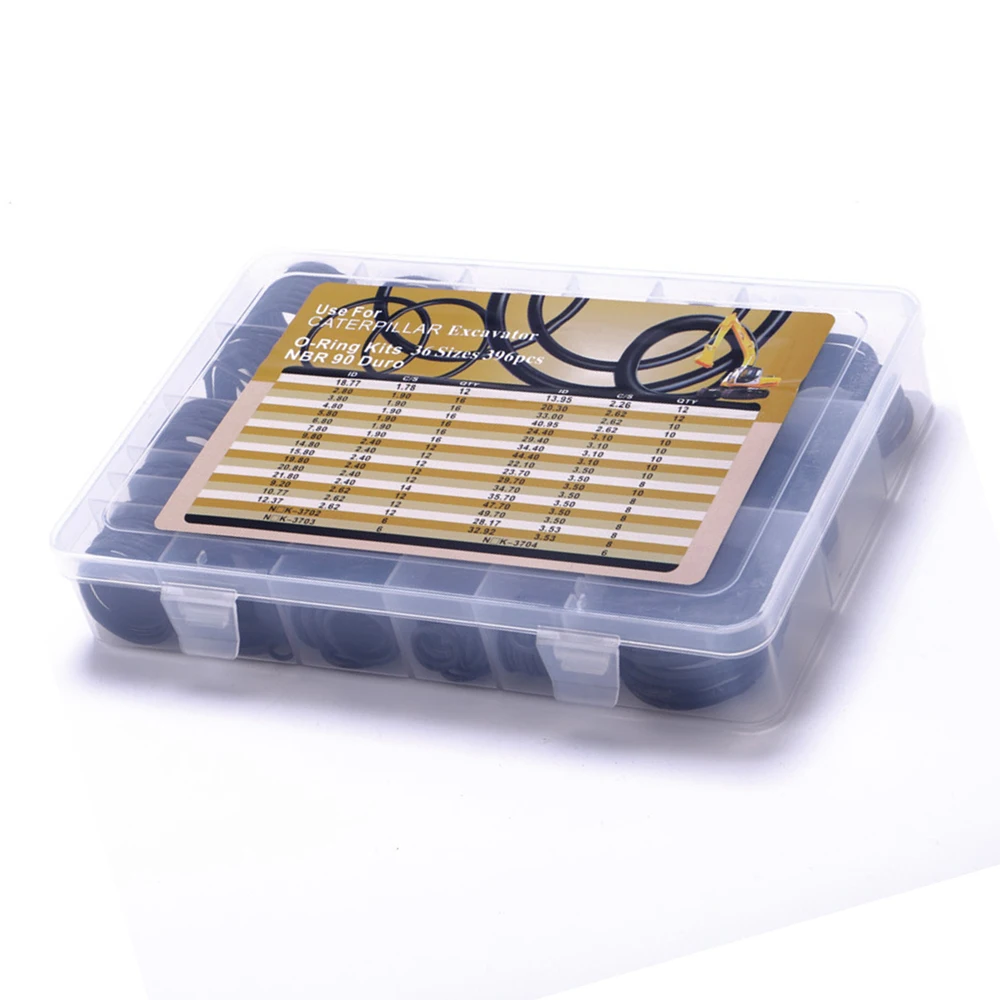

Набор уплотнительных колец из нитрила для гидравлических систем, 396 шт., твёрдость 90 Duro, полный комплект деталей для герметизации гидравлических насосов и трубопроводов