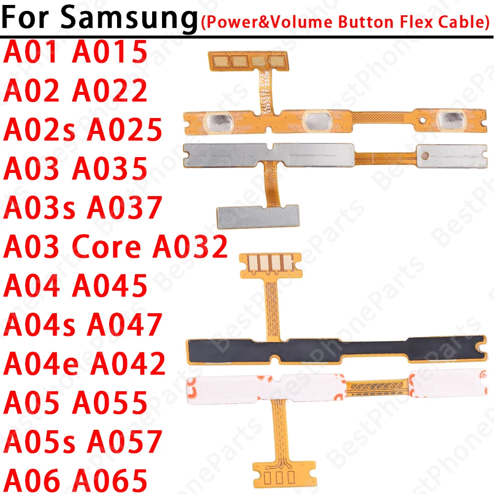 For Samsung Galaxy A01 A02S A03S A03 Core A04 A04S A04E A05 A05S A06 Side Button Switch Volume Key Power On Off Flex Cable Parts