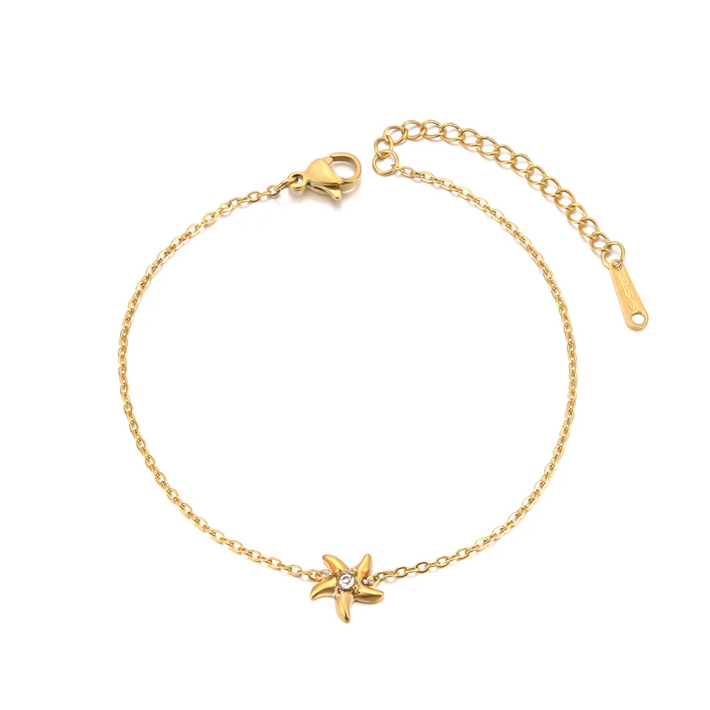 Lokaer Fashion Airplane Star Moon Charm Bracelet Necklace 316L Stainless Steel Zircon Waterproof Daily Jewelry for Women B25124