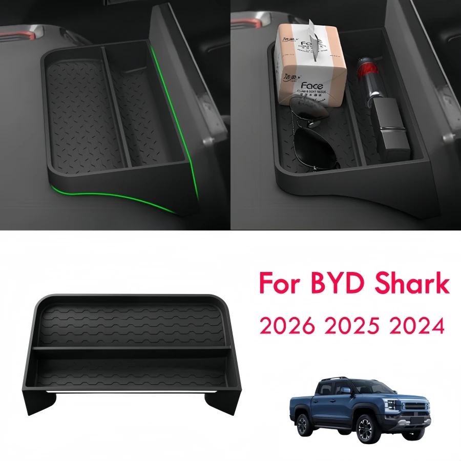 Silikon-Armaturenbrett-Bildschirm-Aufbewahrungsbox für BYD Shark 2026 2025 2024, Mittelkonsolen-Display-Box, verstecktes Fach, Organizer-Tablett