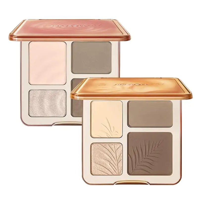 4 Colors Facial Highlighter Long-lasting Matte Makeup Palette Face Shading Grooming Powder Glow Brighten Makeup Face Contouring